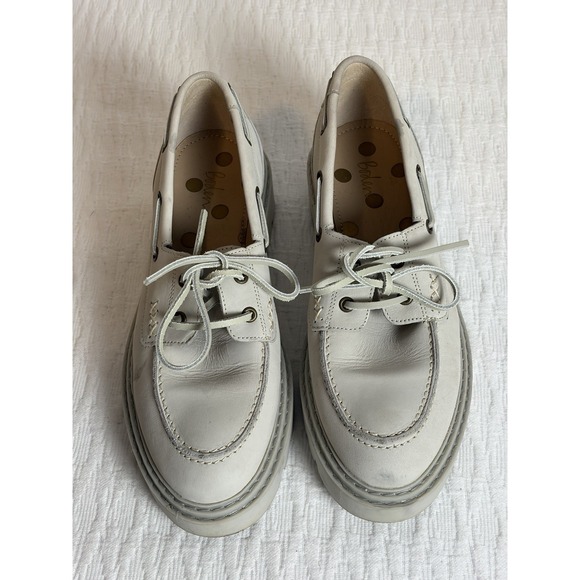 Boden Shoes - Boden Chunky Sole Leather Deck Shoes In Cream Sz Eu 40/US W 9